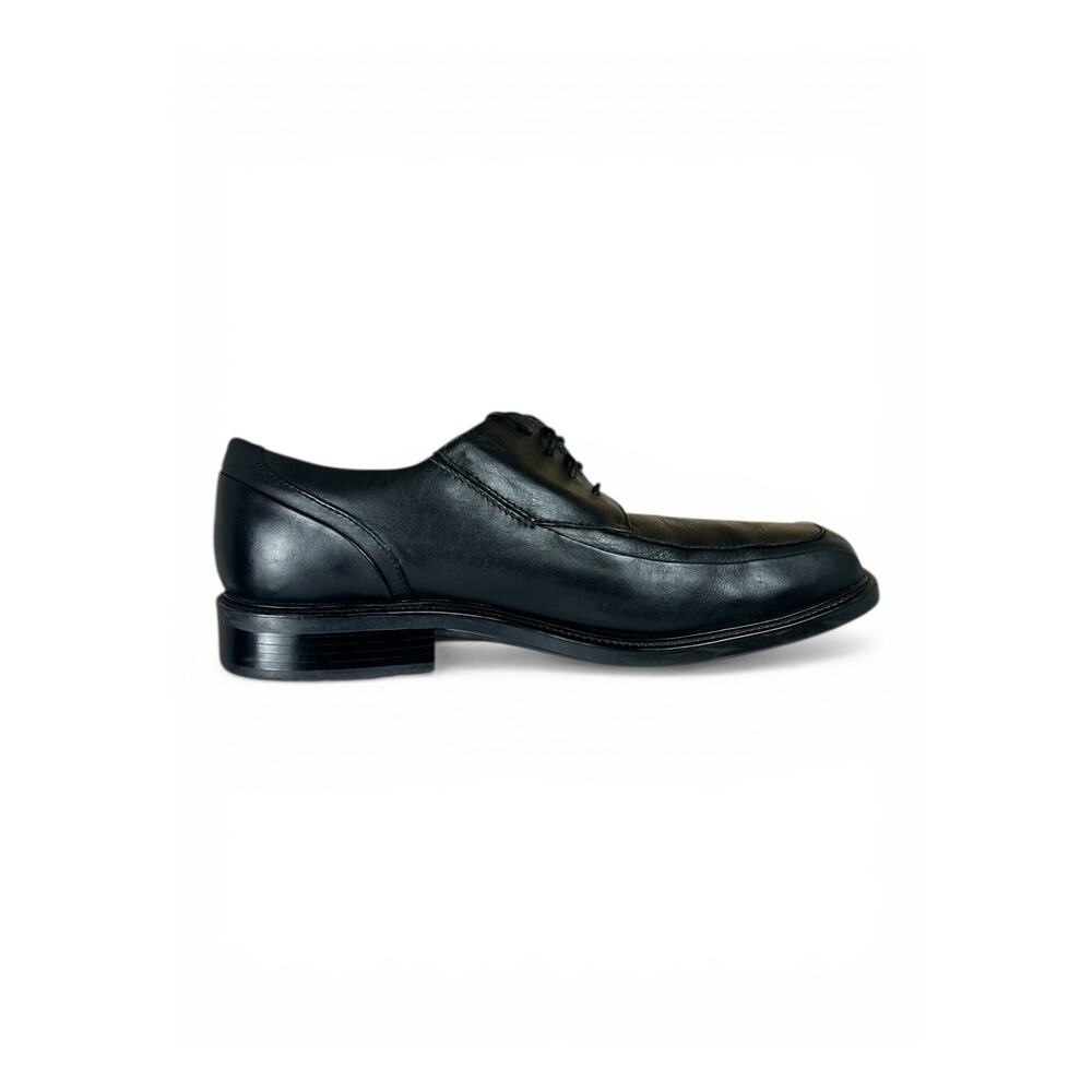 Dockers Black Leather Derby Dress Shoes 12W Wide Square Toe Lace Up